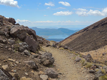 Scenic view of rocky mountains against sky