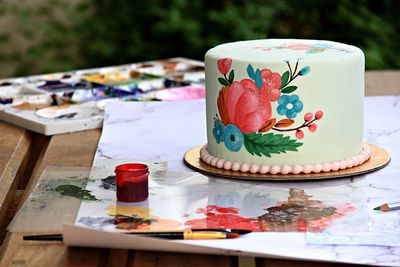 Close-up of cake on table