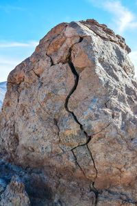 Low angle view of rock formation against sky