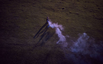 High angle view of woman in field