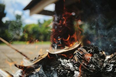 Close-up of bonfire