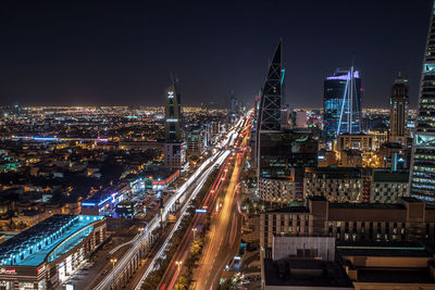 Light trails on city street at night