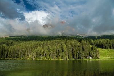 Scenic view of lake against sky