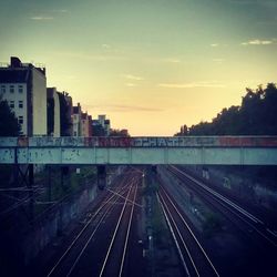 Railroad track at sunset