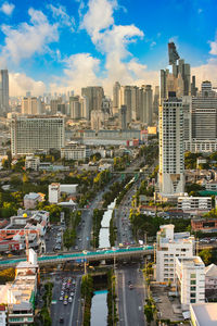 Buildings in city against sky