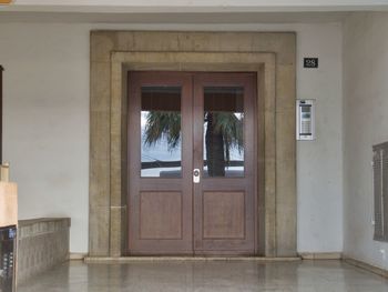 Closed door of building