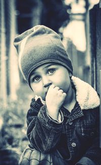 Portrait of boy wearing hat
