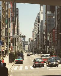 Traffic on road in city