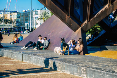 Group of people in front of building