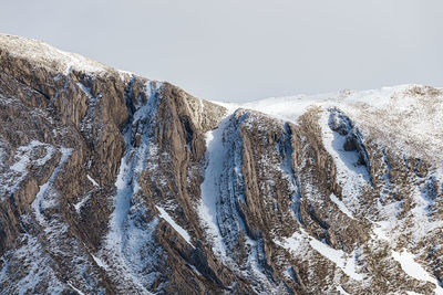 Scenic view of snowcapped mountains against clear sky