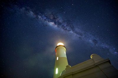 Low angle view of illuminated building against sky