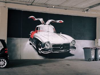 Motorcycle parked on street in city