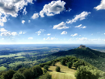 Hohenzollernburg hohenzollern castle zeller horn high angle view of landscape against sky