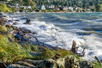 A view of the puget sound on a windy day from normandy park, washington.