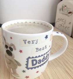 Close-up of coffee cup on table