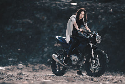 Woman riding motorcycle