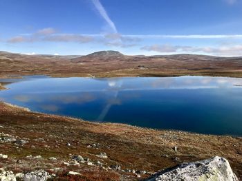 Scenic view of lake against sky