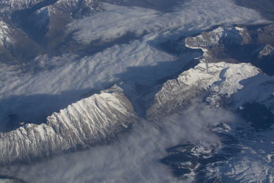 High angle view of snowcapped mountain