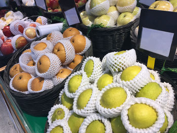 High angle view of fruits for sale in market