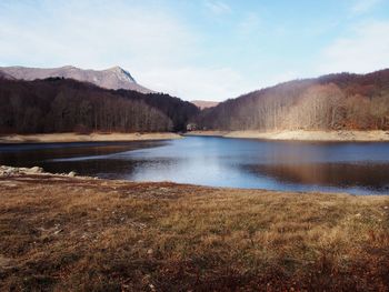 Scenic view of lake against sky