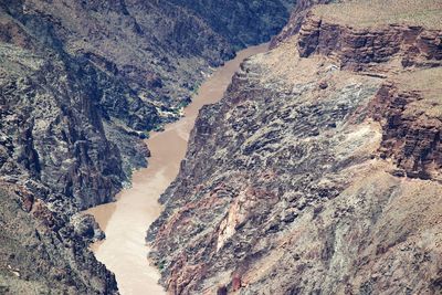 High angle view of rock formations in water