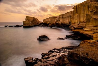 Scenic view of sea against sky during sunset in tenerife