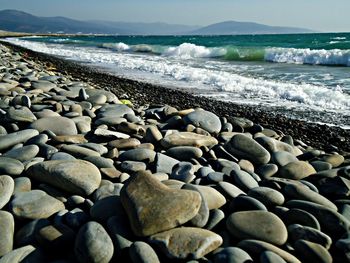 View of rocks on beach