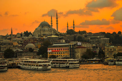 Buildings at sunset