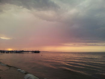 Scenic view of sea against cloudy sky