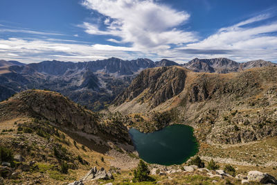 Scenic view of mountains against sky