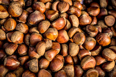 Full frame shot of chestnuts for sale at market stall