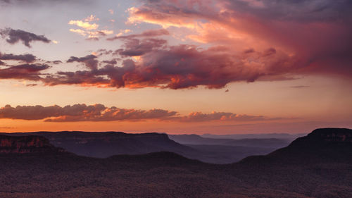 Scenic view of dramatic sky during sunset