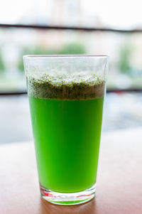 Close-up of drink in glass on table