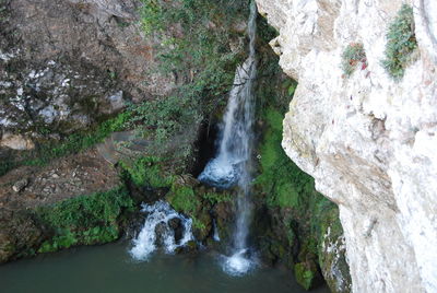 Scenic view of waterfall