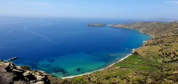 High angle view of sea against sky