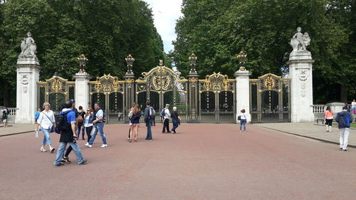 Group of people in front of historical building