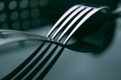 Close-up of fork on table