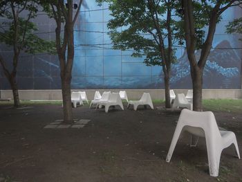 Empty bench on table