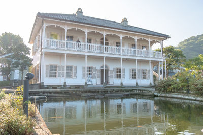 Reflection of building in lake