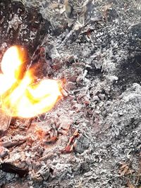 High angle view of bonfire