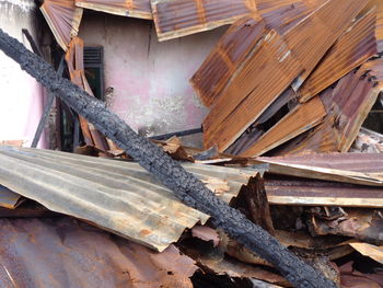 Close-up of old abandoned roof