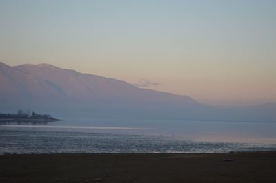 Scenic view of mountains at sunset