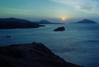 Scenic view of sea against sky at sunset