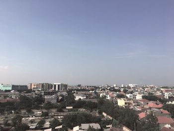 High angle view of townscape against sky