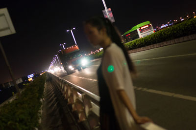 Cars moving on road at night