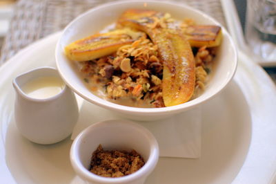 High angle view of food in plate