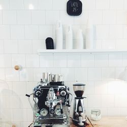 Espresso maker in restaurant kitchen