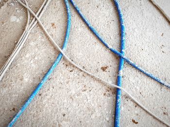 High angle view of ropes on floor