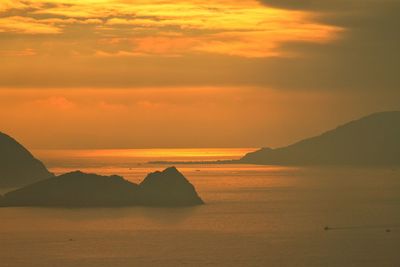 Scenic view of sea at sunset