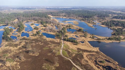 High angle view of landscape against sky droneshot